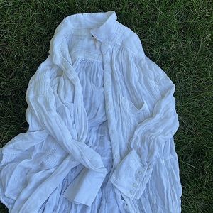 White Free People button down cover up